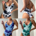 Print Backless Lace-Up One-Piece Swimsuit NSZO109256