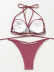 Conjunto de 2 piezas de bikini dividido con cuello colgante de color sólido NSZO109258