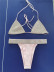 Conjunto de 2 piezas de bikini dividido con correa de diamante intermitente triangular NSYML109266
