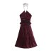 Hanging Neck Sleeveless Pleated Backless Prom Dress NSAM109305