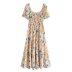 Rayon Waist Square Collar Floral Print Dress NSAM109308