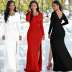 Solid Color Open Back Slit Prom Full-Length Sheath Dress NSHWM109373