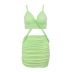 V-Neck Low-Cut Sling Bag Hip Pleated Dress NSKKB109410