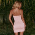 Rhinestone Hollow Satin Bag Hip Sling Low-Cut Slim Dress NSLBK109438
