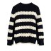 Round Neck Striped Loose Sweater NSAM109495