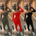 Solid Color Long-Sleeved One-Word Neck Jumpsuit NSHWM109524
