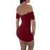 One-Word Neck Strapless Hollow Short-Sleeved Strappy Sheath Dress NSHWM109579
