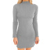 Solid Color Round Neck Long Sleeved Knitted Sheath Dress NSHWM109580