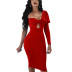 Solid Color Oblique Shoulder Open Back Prom Dress NSHWM109581