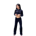 Hot Drilling Casual Sports Velvet Hooded Top Slim Pant Suit NSDLS109621