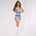 Halter Neck Backless Lace-Up Print Slim Sling Dress NSDLS109622