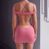 One-Shoulder Open Back Zipper Split Sling Slim Dress NSDLS109625