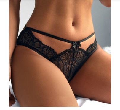 Low-waist Lace See-through Bowknot Hollow Underpants NSYCX109333