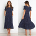 Wave Dot Print Short-Sleeved Loose Mid-Length Dress NSJRM100170