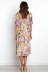 Ruffled Sleeves Big Flower Print Elastic Dress NSJRM100194