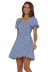 Printed Elastic Pullover Short-Sleeved Square Neck A-Line Dress NSJRM100202