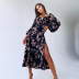 Lantern Sleeve Loose Mid-Length Floral Dress NSAG100221