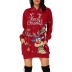 Long Sleeve Christmas Elk Print Hooded Dress NSYF100222