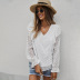 summer solid color ruffled long-sleeved V-neck Top nihaostyles wholesale clothing NSDY100527