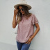 Solid Color Short-Sleeved Froral T-Shirt NSDY100528