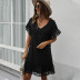 Sexy Black Short-Sleeved V-Neck Dress NSDY100530