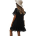 Sexy Black Short-Sleeved V-Neck Dress NSDY100530