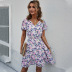 Short-Sleeved Floral Print A-Line Dress NSDY100536