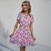 Short-Sleeved Floral Print A-Line Dress NSDY100536
