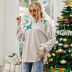 Stitching Loose Christmas Print Long-Sleeved Round Neck Sweatshirt NSLM100591
