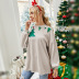 Stitching Loose Christmas Print Long-Sleeved Round Neck Sweatshirt NSLM100591