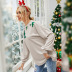Sudadera de manga larga con cuello redondo y estampado navideño suelto con costuras NSLM100591