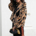 Color Matching Animal Print Zipper Double-Sided Fleece Thickened Jacket NSLM100598