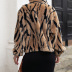 Color Matching Animal Print Zipper Double-Sided Fleece Thickened Jacket NSLM100598