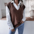 Sleeveless V-Neck Twist Loose Knitted Sweater Vest NSBJ100644