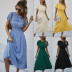 summer solid color short-sleeved dress nihaostyles wholesale clothing NSDY100671