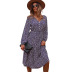 autumn long-sleeved  V-neck lace-up dress nihaostyles wholesale clothing NSDY100680