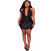Sequined Halterneck Deep V Backless Short Prom Dress NSXYZ100690