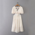 Short-Sleeved V-Neck Bowknot Hollow Dress NSXFL101440