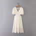 Short-Sleeved V-Neck Bowknot Hollow Dress NSXFL101440