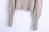 Gray Puff Sleeve Turtleneck Knitted Sweater NSXFL101454
