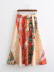 Print A-Line Big Swing Skirt With Belt NSLQS101495