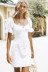 Vestido con cordones de manga corta estilo palacio blanco NSLQS101184