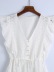 White Flying Sleeve V-Neck Hollow Lace-Up Dress NSLQS101205