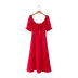 Red Bow Short-Sleeved Dress NSLQS101219