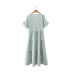 Plaid V-Neck Short-Sleeved Long Dress NSLQS101225
