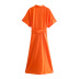 Short-Sleeved Pleated Shirt Dress NSLQS101264