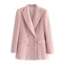 Textured Double-Breasted Casual Blazer Suit NSLQS101269