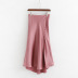 Solid Color Button-Embellished Silk Satin Slit Skirt NSLQS101309