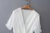White Short-Sleeved V-Neck Lace-Up Dress NSBRF101372