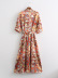 Wide Short-Sleeved Floral Print Shirt Dress NSBRF101384
